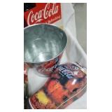 Coke Picture, Bottles, Bucket, Tins,
