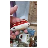 Collectibles, shell wallet purse, cups, doll chair and misc