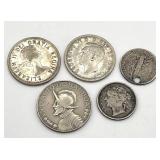 Antique and Vintage Silver Coin Lot (Foreign & U.S.)