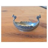 Vintage Viking Ship Norsk Tinn Pewter Salt Cellar