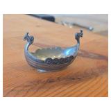 Vintage Viking Ship Norsk Tinn Pewter Salt Cellar