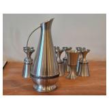 Vintage Pewter Water Pitcher and Goblet Set of 10 by Astri Holthe (Norway)