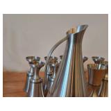 Vintage Pewter Water Pitcher and Goblet Set of 10 by Astri Holthe (Norway)