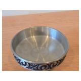 Vintage Pewter Footed Bowl by Vaga Norsk Tinn (Norway) / Ornate Rosemaling design / #31 2 3/4" x 4 1/2"