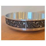 Vintage Pewter Bowl (Norway) / Traditional Rosemaling pattern / 2 1/4" x 8 1/2"