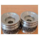 Lot of (2) Vintage 2 3/4" Norsk Tinn Pewter Candleholders (Norway)