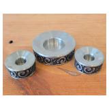 Lot of (3) Vintage Norsk Tinn Pewter Candleholders (Norway)