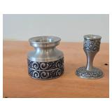 Lot of (2) Vintage Norsk Tinn Pewter Candleholders (Norway)