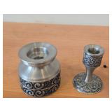 Lot of (2) Vintage Norsk Tinn Pewter Candleholders (Norway)