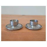 Lot of (2) Vintage 1 1/2" Norsk Tinn Pewter Candleholders (Norway)