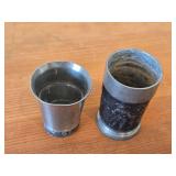 Lot of (2) Shot Glasses - German Pewter (Rein Zinn) 3" and Norwegian Pewter 2-1/2"