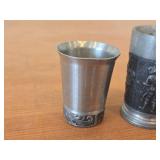 Lot of (2) Shot Glasses - German Pewter (Rein Zinn) 3" and Norwegian Pewter 2-1/2"