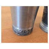 Lot of (2) Shot Glasses - German Pewter (Rein Zinn) 3" and Norwegian Pewter 2-1/2"