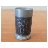 Lot of (2) Shot Glasses - German Pewter (Rein Zinn) 3" and Norwegian Pewter 2-1/2"