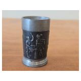 Lot of (2) Shot Glasses - German Pewter (Rein Zinn) 3" and Norwegian Pewter 2-1/2"