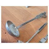 Norwegian Pewter Ladle Spoon (Souvenir of Norway) 9" (x1), Norwegian Letter Opener with Pewter Handle 9" (x2), Norwegian Utensils with Pewter Handle 8-1/2" (x2)