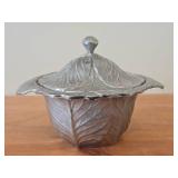 Pewter Holloware Covered Casserole / Cabbage Leaf design / 9" x 13"