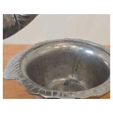 Pewter Holloware Covered Casserole / Cabbage Leaf design / 9" x 13"