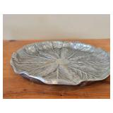 14" Pewter Serving Tray / Cabbage Leaf design