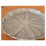 14" Pewter Serving Tray / Cabbage Leaf design