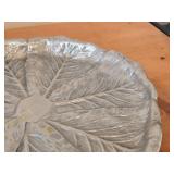 14" Pewter Serving Tray / Cabbage Leaf design