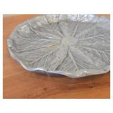 14" Pewter Serving Tray / Cabbage Leaf design