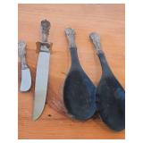349-grams (total) Sterling Silver Handled Utensils - Serving Spoon, Melon Spoon, Cake Knife, Butter Knife