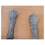 349-grams (total) Sterling Silver Handled Utensils - Serving Spoon, Melon Spoon, Cake Knife, Butter Knife