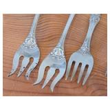 Lot of (5) 83-grams (total) Sterling Silver Dessert / Appetizer Forks (assorted)
