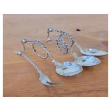 72-gram (total) 830 Silver Mid-Century Norwegian Tea Caddy Spoons (x3) and Cocktail Fork (x1)