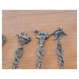 Lot of (5) Vintage 138-grams (total) Italian Silver-plated Demitasse Souvenir Spoons - Sailing Ship, Shield & Crown, Horse, Cherub, Lion