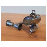 Vintage 407-grams (total) Silverplated Sugar Scuttle and Candle Snuffer