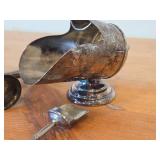 Vintage 407-grams (total) Silverplated Sugar Scuttle and Candle Snuffer