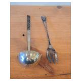 372-grams (total) Silverplated Serving Fork and Punch Bowl Ladle