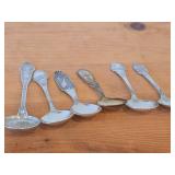 Lot of (6) 188-grams (total) 830 Sterling Silver Souvenir Spoons