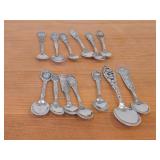 Lot of (13) 150-grams (total) 60G Silverplated Souvenir Spoons