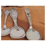 Lot of (8) 178-grams (total) 40G Silverplated Souvenir Spoons