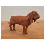 Vintage Bloodhound theme Handmade Leather Figurine by Deru (1960
