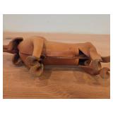 Vintage Bloodhound theme Handmade Leather Figurine by Deru (1960