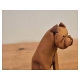 Vintage Boxer Dog theme Handmade Leather Figurine by Deru (1960