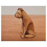 Vintage Boxer Dog theme Handmade Leather Figurine by Deru (1960