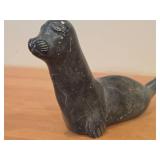 Vintage Seal theme Hand-Carved Inuit Soapstone Sculpture by Eskimo Art (Canada)