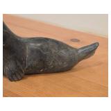 Vintage Seal theme Hand-Carved Inuit Soapstone Sculpture by Eskimo Art (Canada)