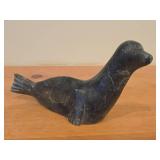 Vintage Seal theme Hand-Carved Inuit Soapstone Sculpture by Eskimo Art (Canada)