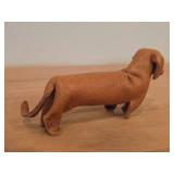 Vintage Basset Hound theme Handmade Leather Figurine by Deru (1960