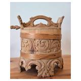Vintage Folk Art theme Hand-Carved Container (Grautambav) (Norway)