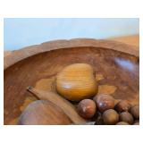 Vintage Hand-Carved Monkey Pod Wood Fruit Bowl Set 5" x 13 1/2"