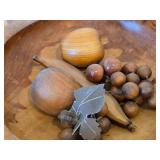 Vintage Hand-Carved Monkey Pod Wood Fruit Bowl Set 5" x 13 1/2"