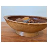 Vintage Hand-Carved Monkey Pod Wood Fruit Bowl Set 5" x 13 1/2"