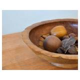 Vintage Hand-Carved Monkey Pod Wood Fruit Bowl Set 5" x 13 1/2"